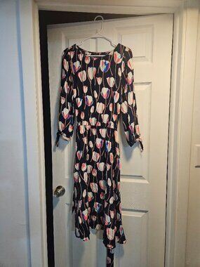 Talbots Long Sleeve Blue Dress with Tulips